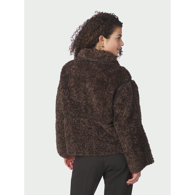 Neo Noir CASTOR FAUX FUR JACKET DARK BROWN