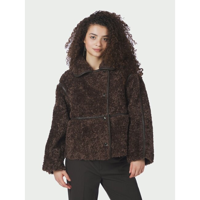 Neo Noir CASTOR FAUX FUR JACKET DARK BROWN