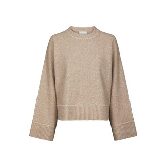 Neo Noir ROEME KNIT STITCH BLOUSE BEIGE MEL.