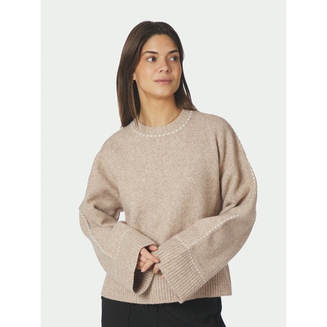 Neo Noir ROEME KNIT STITCH BLOUSE BEIGE MEL.