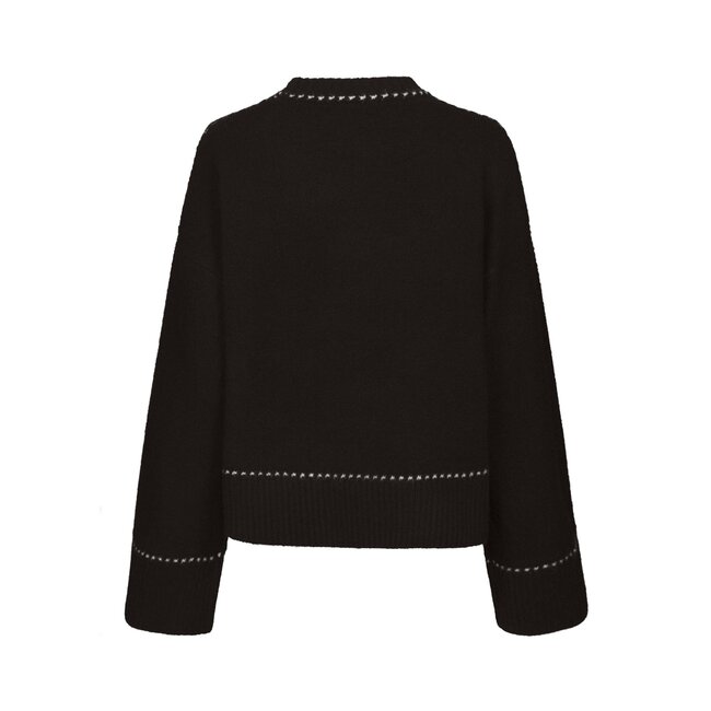 Neo Noir ROEME KNIT STITCH BLOUSE DARK BROWN