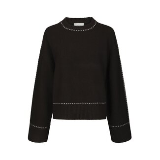 Neo Noir ROEME KNIT STITCH BLOUSE DARK BROWN