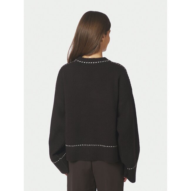 Neo Noir ROEME KNIT STITCH BLOUSE DARK BROWN