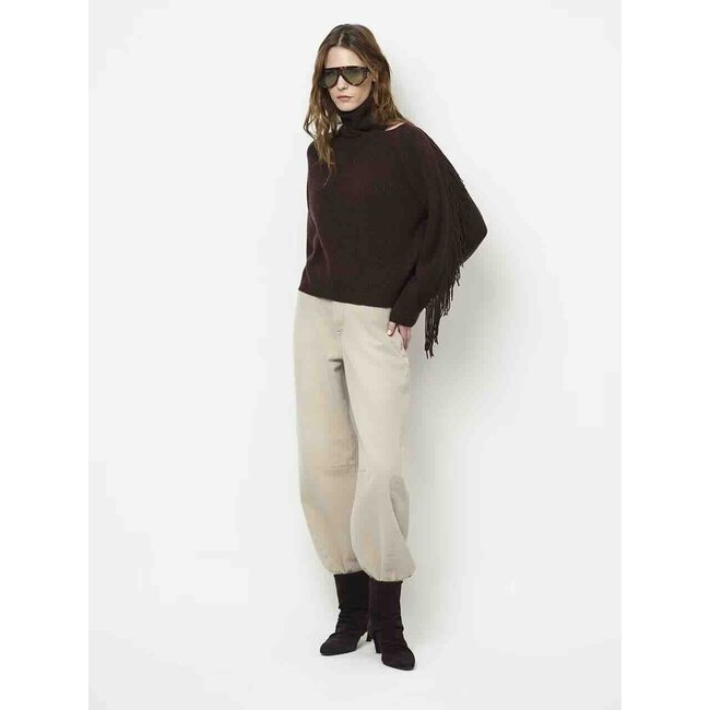 Dante 6 SIEGA CUT-OUT FRINGE SWEATER BROWN