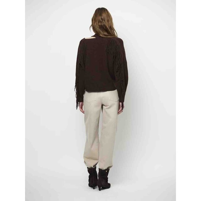Dante 6 SIEGA CUT-OUT FRINGE SWEATER BROWN