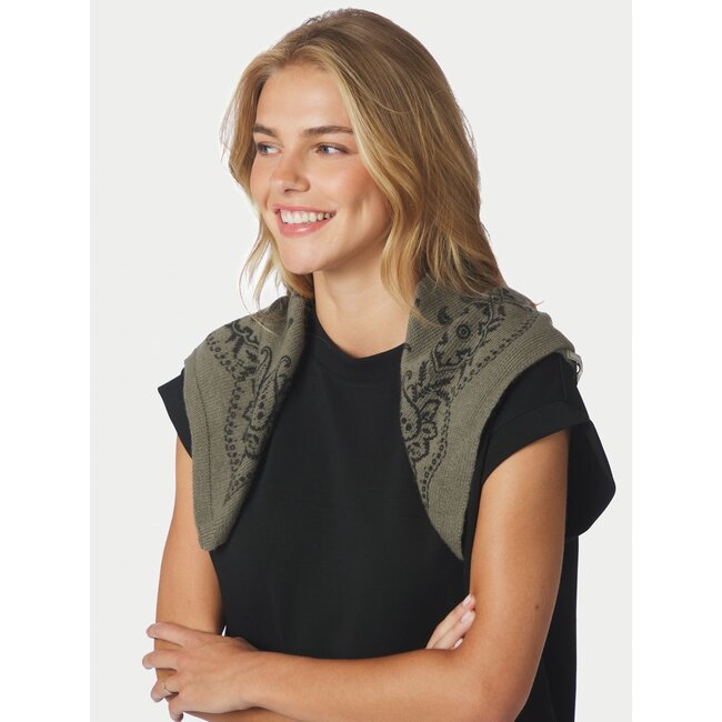 Neo Noir ADELINA PAISLEY KNIT SCARF ARMY