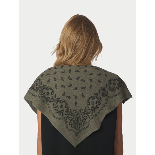 Neo Noir ADELINA PAISLEY KNIT SCARF ARMY