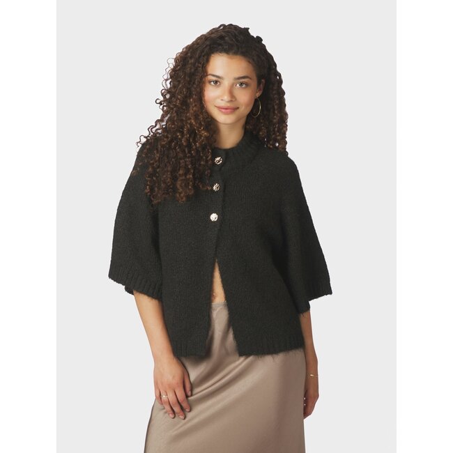 Neo Noir BENUTA FLUFFY KNIT CARDIGAN DARK BROWN