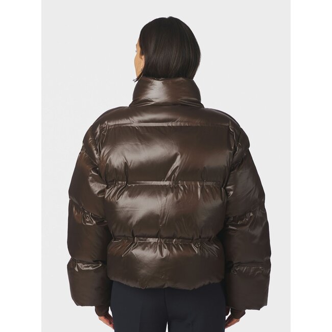 Neo Noir RHEA SHINY PUFFER JACKET CHOCOLATE BROWN