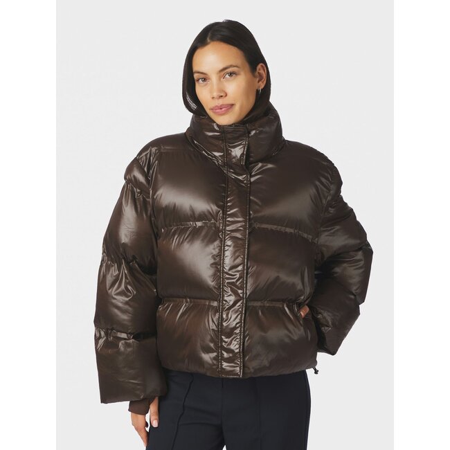 Neo Noir RHEA SHINY PUFFER JACKET CHOCOLATE BROWN