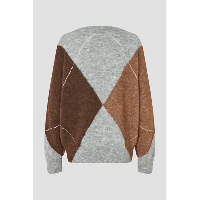 Second Female FORCA KNIT V-NECK LIGHT GREY MELANGE