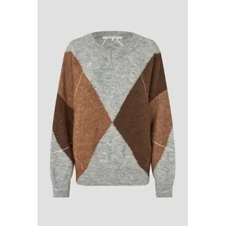 Second Female FORCA KNIT V-NECK LIGHT GREY MELANGE