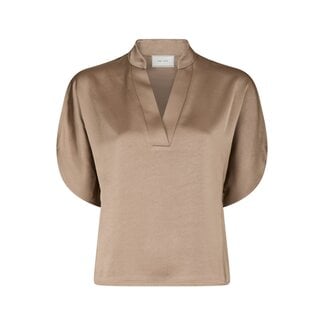 Neo Noir ANELLE HEAVY SATEEN BLOUSE DARK TAUPE