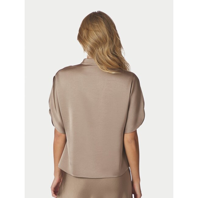Neo Noir ANELLE HEAVY SATEEN BLOUSE DARK TAUPE