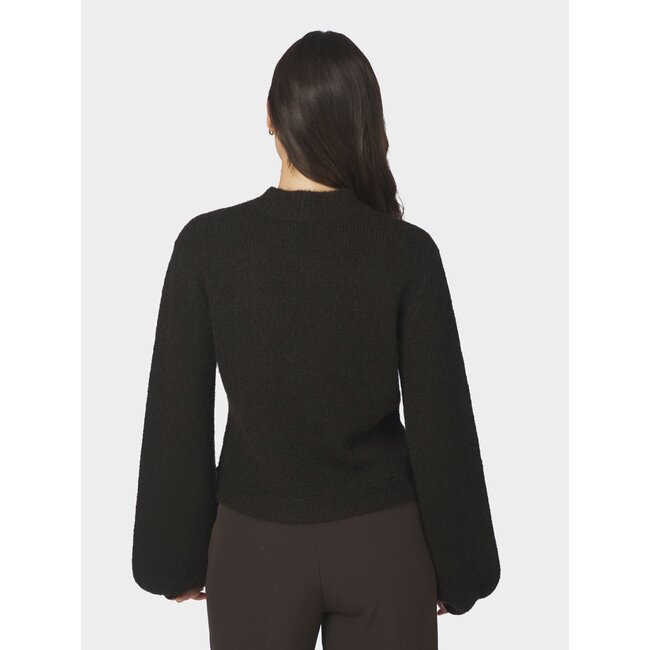 Neo Noir GIO FLUFFY KNIT CARDIGAN DARK BROWN