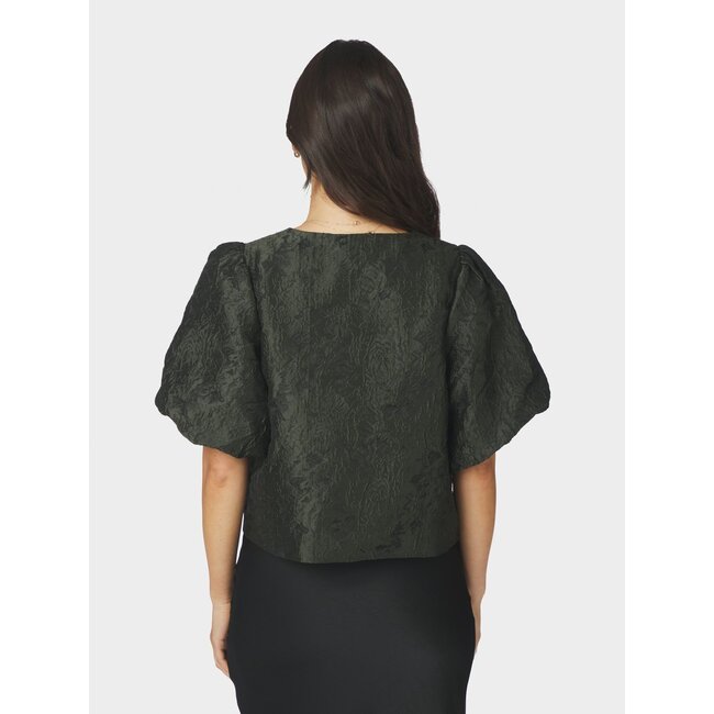 Neo Noir AISA BROCADE BLOUSE DARK GREEN