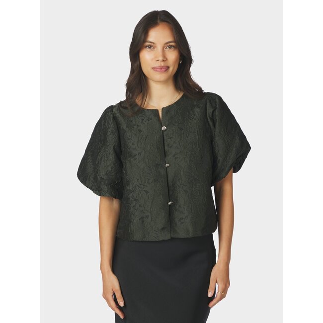 Neo Noir AISA BROCADE BLOUSE DARK GREEN