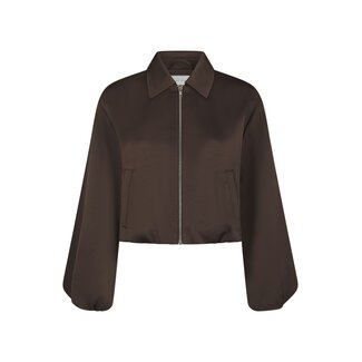 Neo Noir DENIELLE HEAVY SATEEN JACKET DARK BROWN