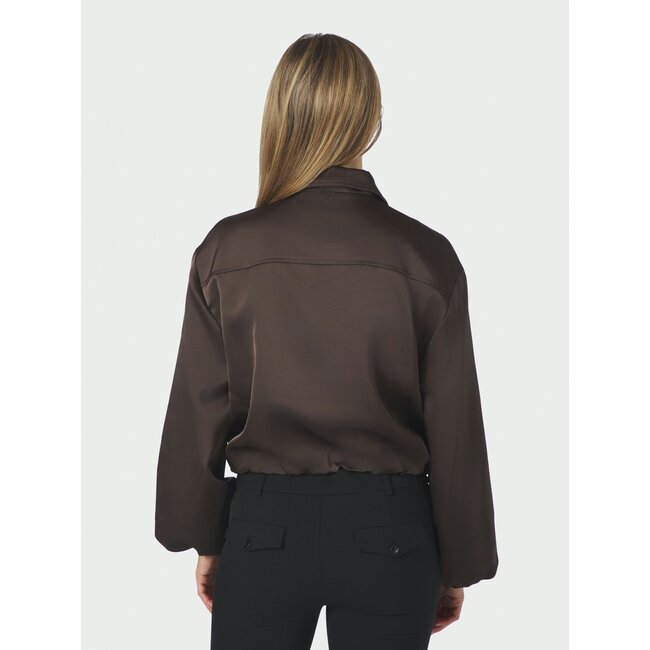 Neo Noir DENIELLE HEAVY SATEEN JACKET DARK BROWN