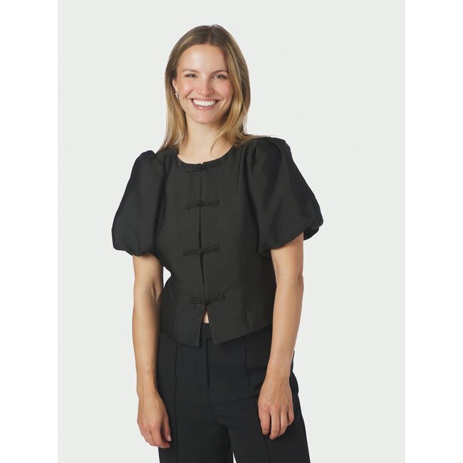 Neo Noir ANELA MANDAERIN DULL SATIN BLOUSE BLACK