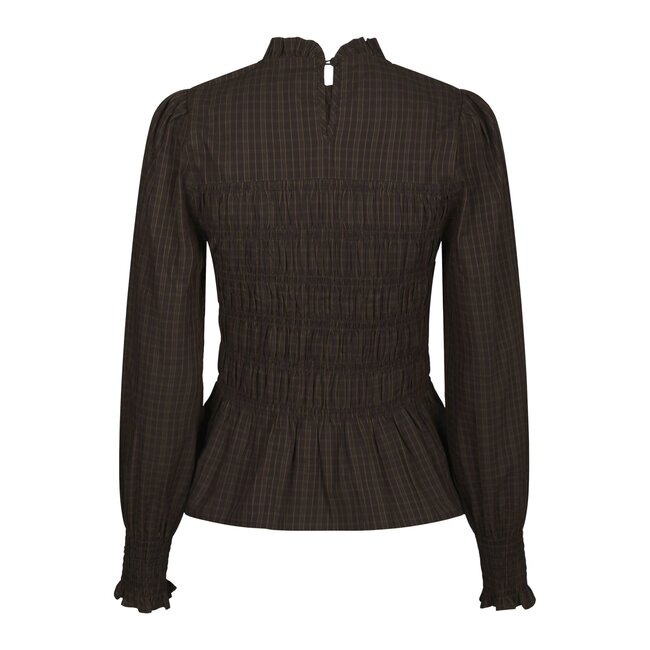 Neo Noir POSSA BIG CHECK BLOUSE BROWN CHECK