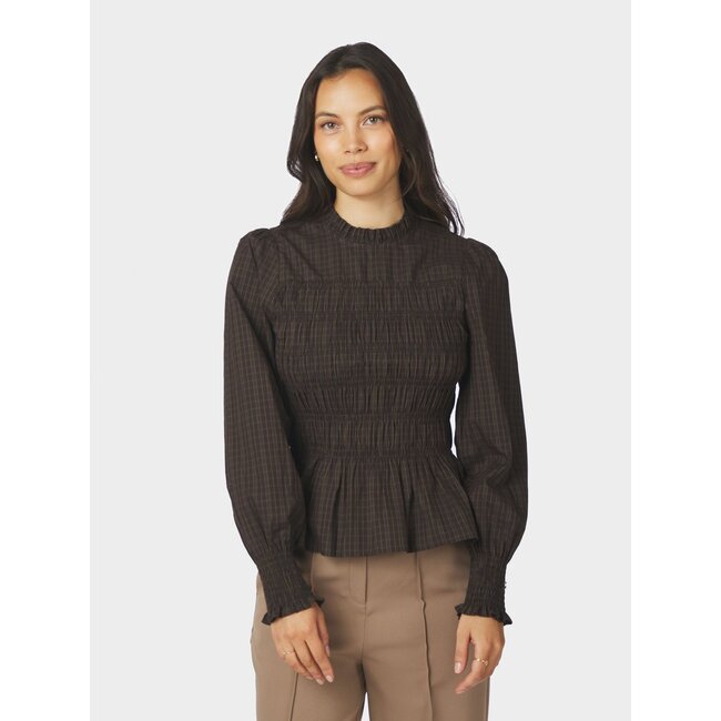 Neo Noir POSSA BIG CHECK BLOUSE BROWN CHECK