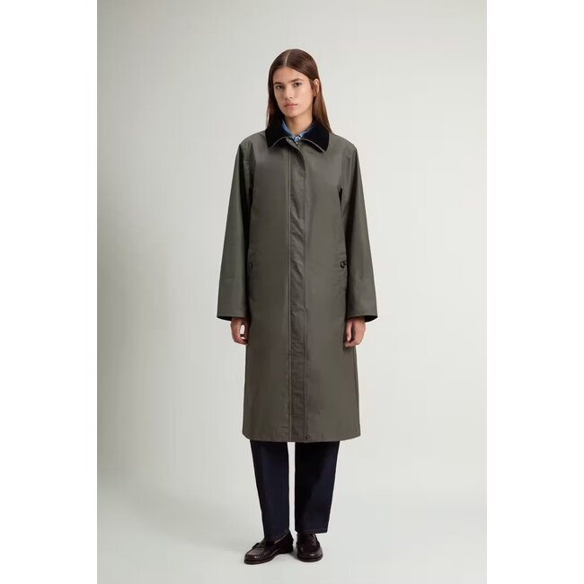 WOOLRICH WAXED COAT DARK GREEN