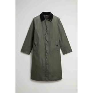WOOLRICH WAXED COAT DARK GREEN
