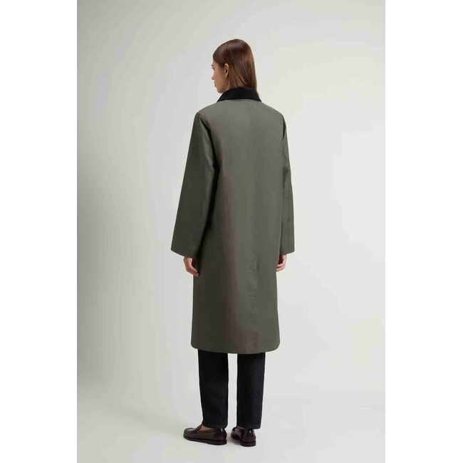 WOOLRICH WAXED COAT DARK GREEN