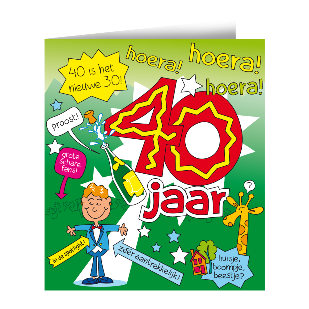 Geburtstagskarte 40 Jahre Mann Cartoon 16.5cm Partywinkel