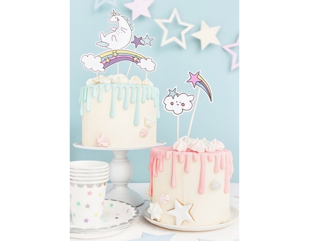 Einhorn Tortenaufleger Set - 20cm + 20 Mini-Aufleger Für Mottoparty