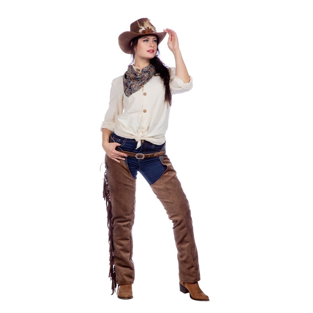 DPois Damen Cowboy Hose Chaps - Western Hose Mit Kuhflecken Muster Für Mottoparty