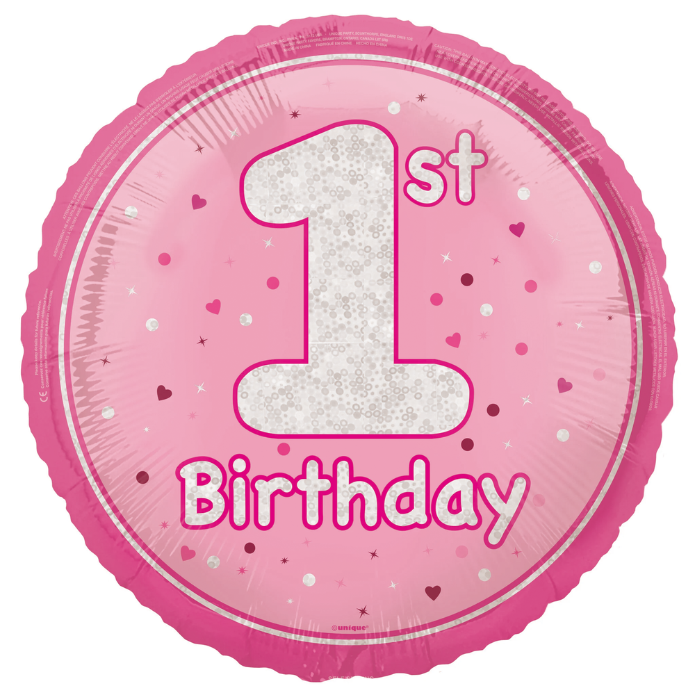 18 GLITZ Rosa Alter 1 Prisma Folienballon Rund Partywinkel 18-glitz-rosa-alter-1-prisma-folienballon-rund-partywinkel