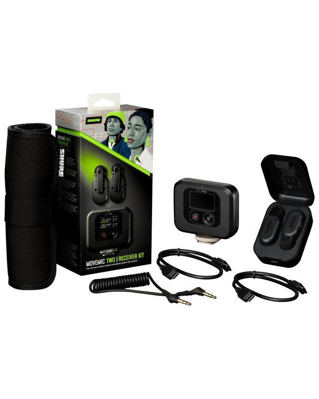 Shure MOVEMIC TWO RECEIVER KIT Two Lavs, Charge case, Camera Receiver