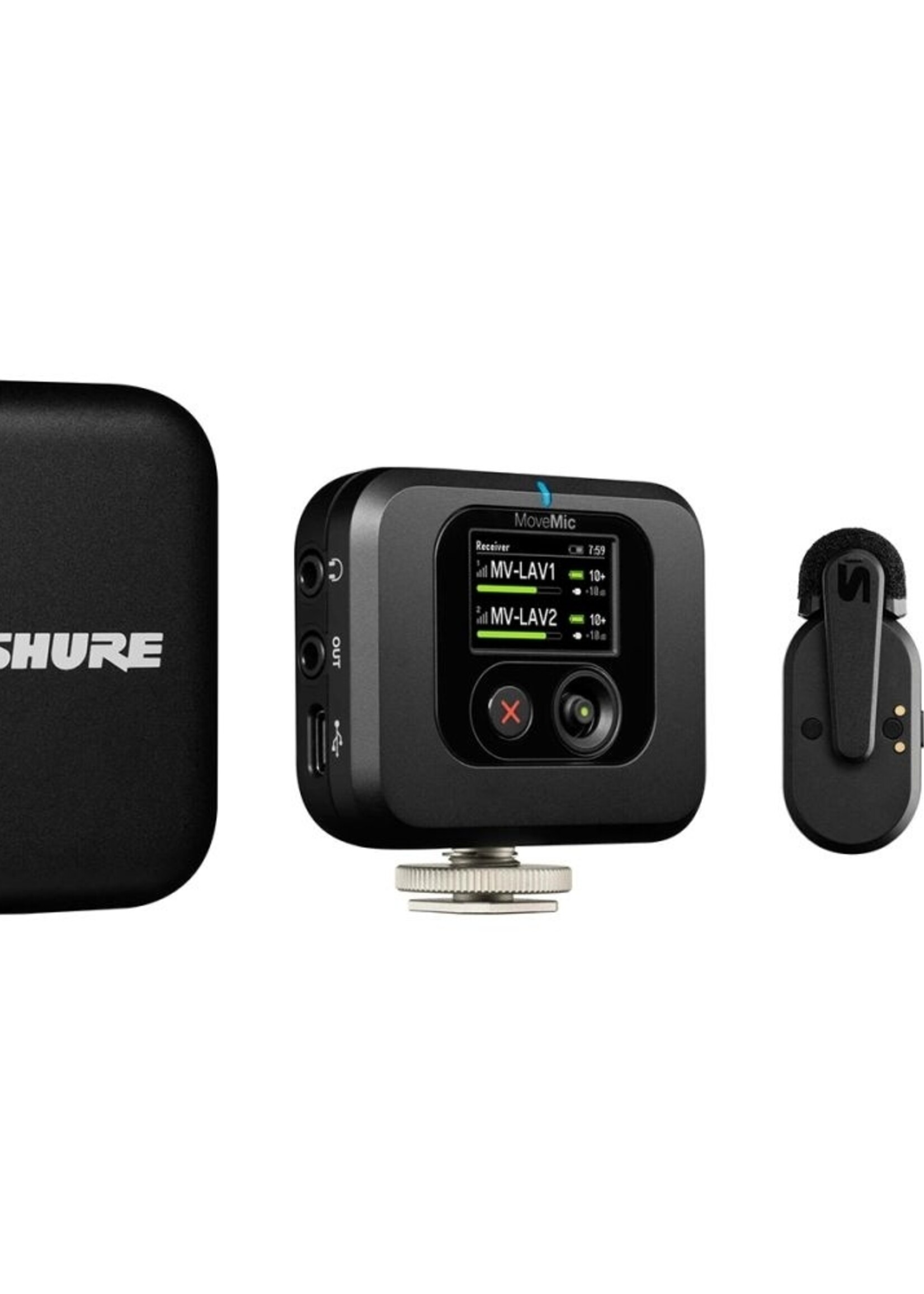 Shure MOVEMIC TWO Wireless Lavs to Phone, Charge Case,