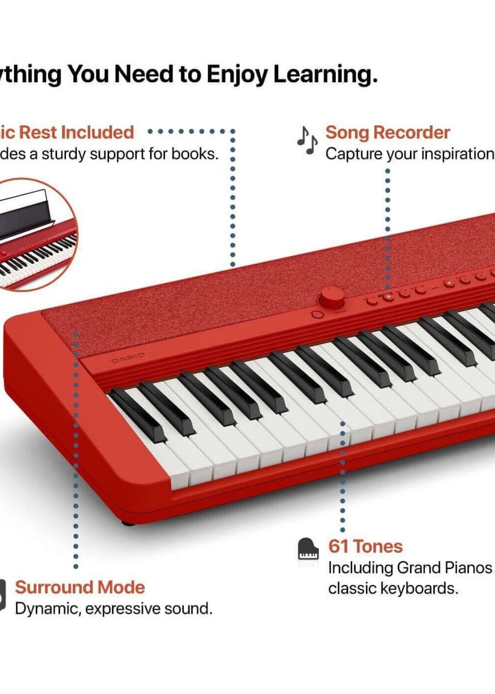Casio CT-S1 Casiotone Series Keyboard (Red)