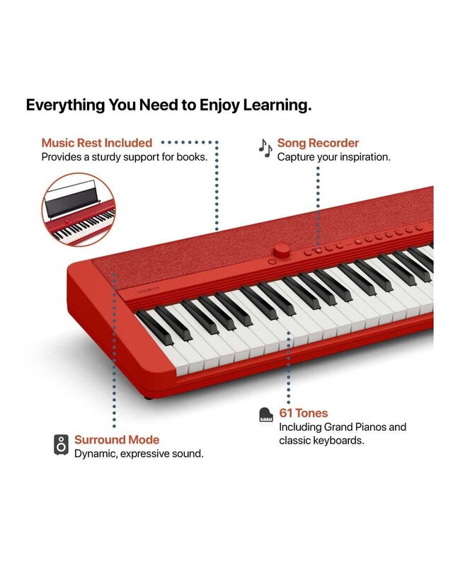 Casio CT-S1 Casiotone Series Keyboard (Red)
