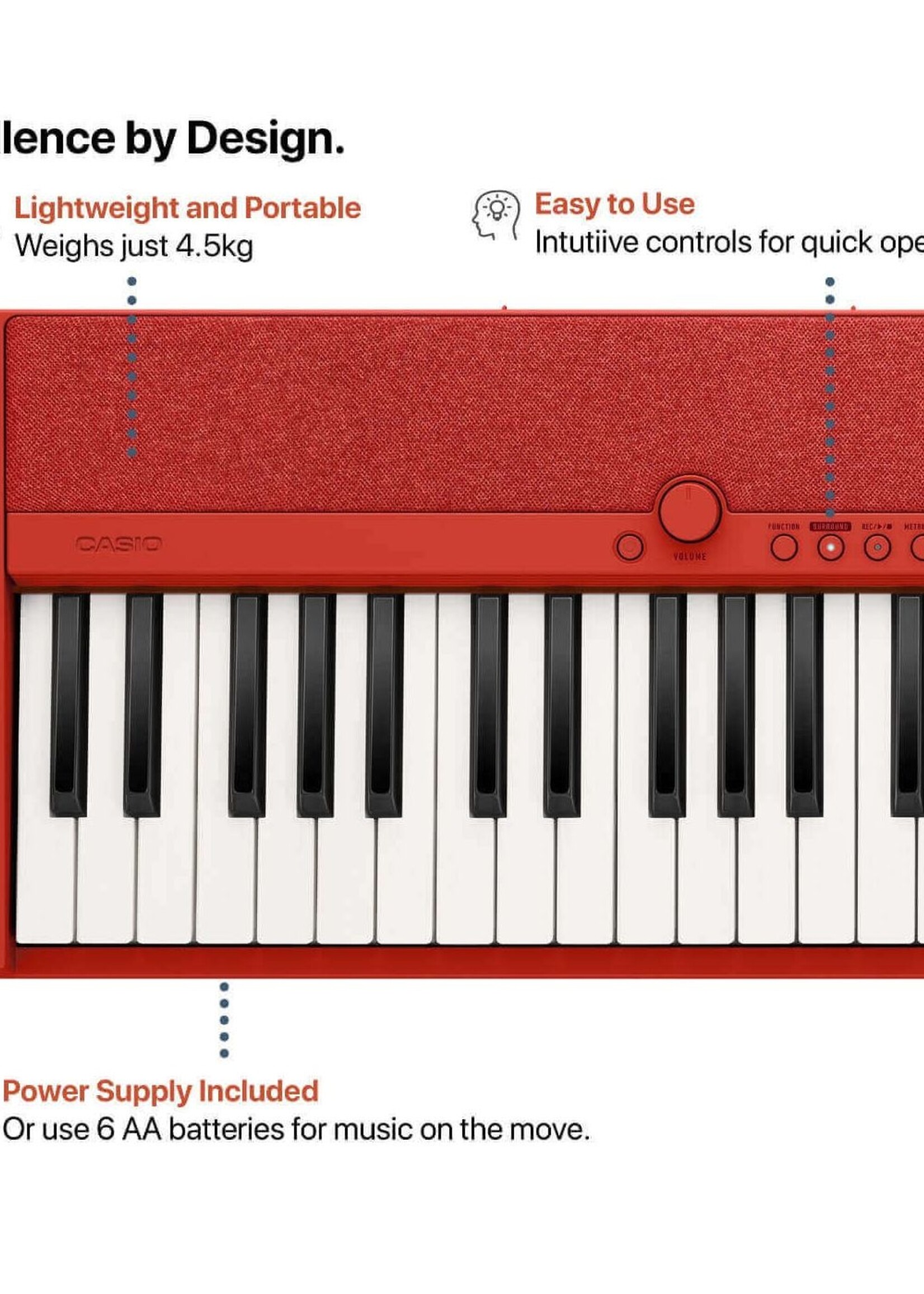 Casio CT-S1 Casiotone Series Keyboard (Red)