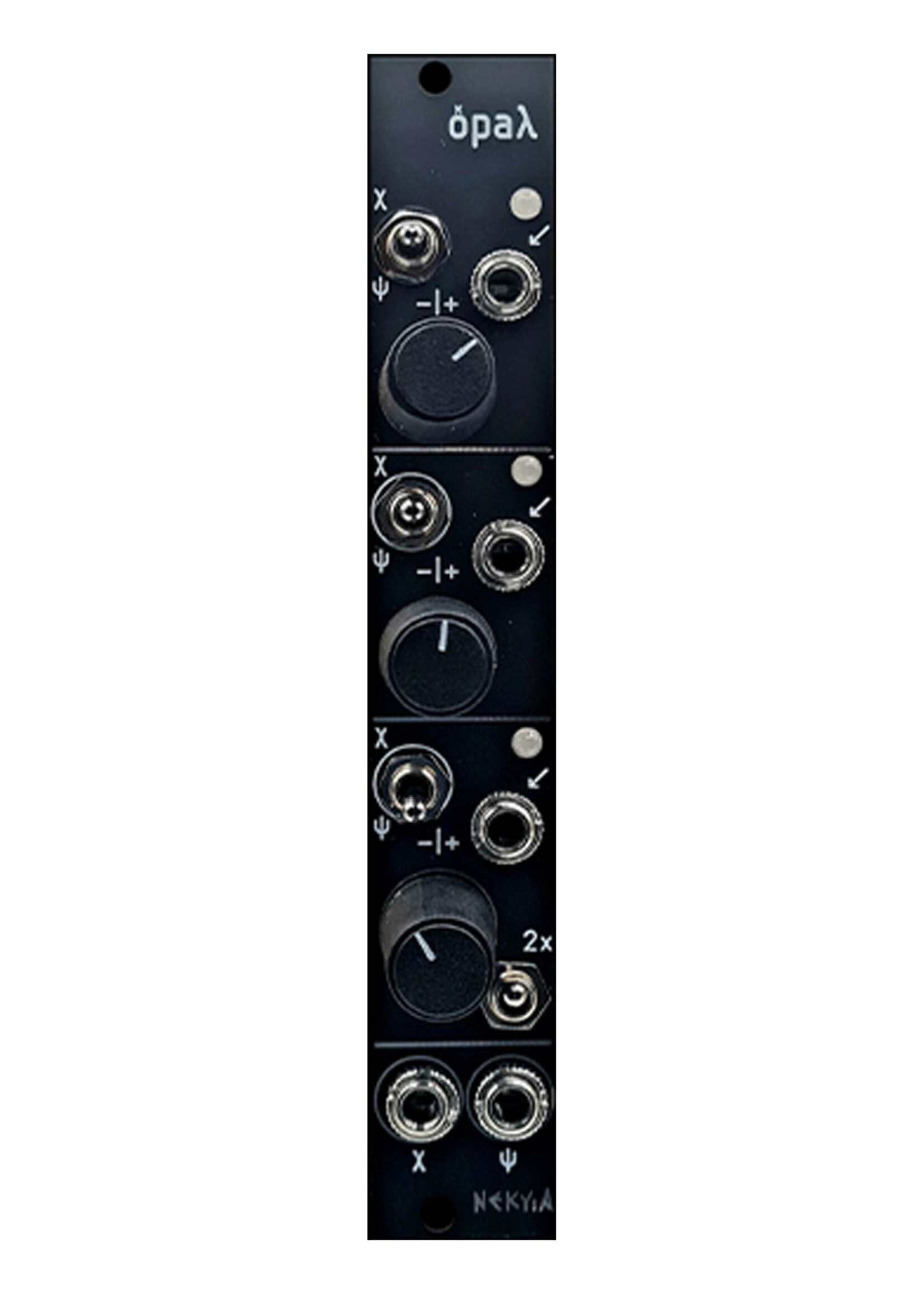 Nekyia Circuits  Opal Eurorack Triple Switched Attenuverter Module