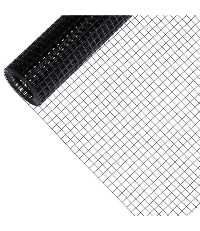 Garmix Gaze de volière 19x19mm 1.20mm 100cm x 25m Acier inoxydable revêtu de noir