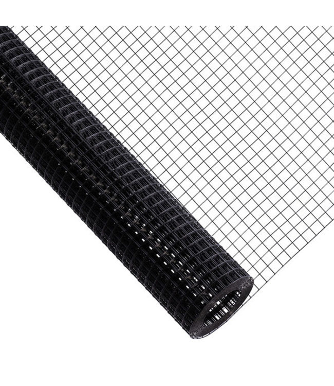 Garmix Gaze de volière 19x19mm 1.00mm 100cm x 25m Acier inoxydable revêtu de noir
