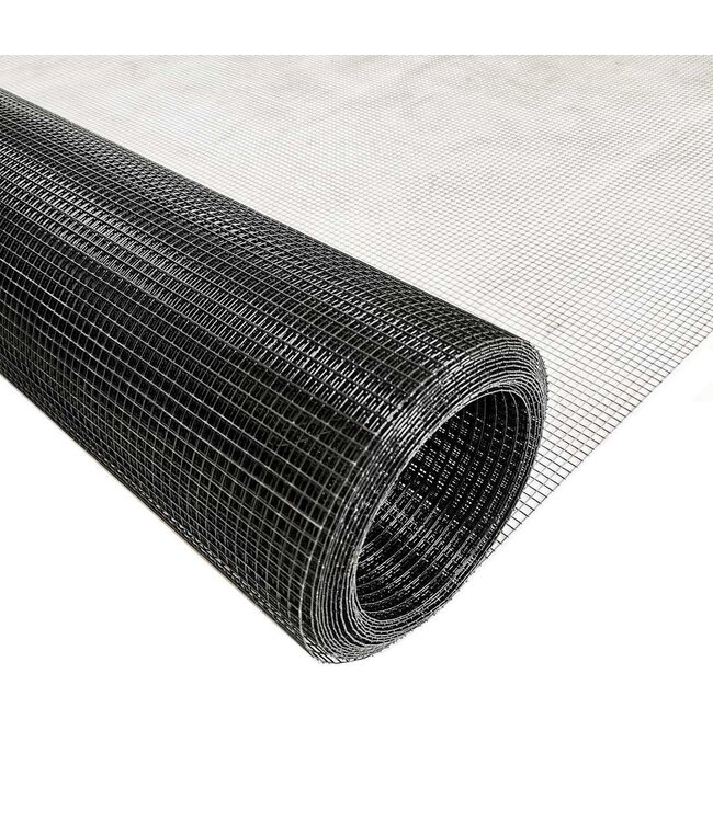 Garmix Gaze de volière 9x9mm 0.80mm 100cm x 25m Acier inoxydable revêtu de noir