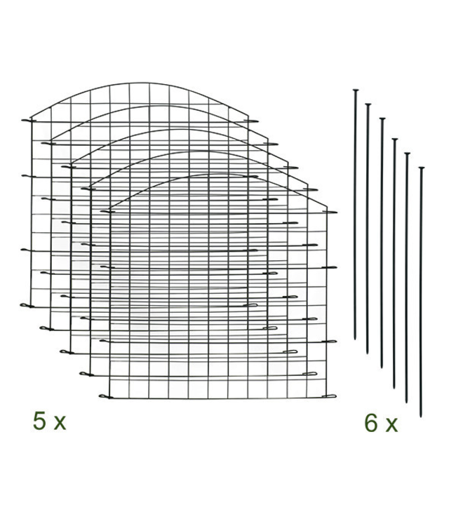 Garmix Grillage de jardin convexe 11 pièces 71x79cm 6X6cm noir
