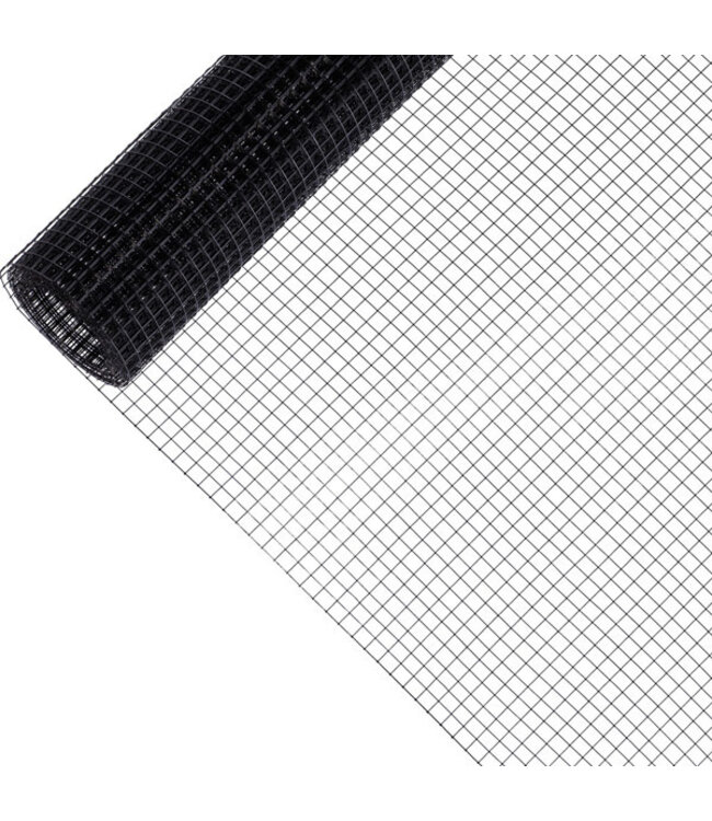 Garmix Gaze de volière 12x12mm 1.00mm 100cm x 25m Acier inoxydable revêtu de noir