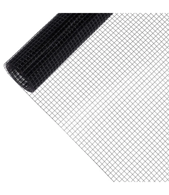Garmix Gaze de volière 12x12mm 0.80mm 100cm x 25m Acier inoxydable revêtu de noir