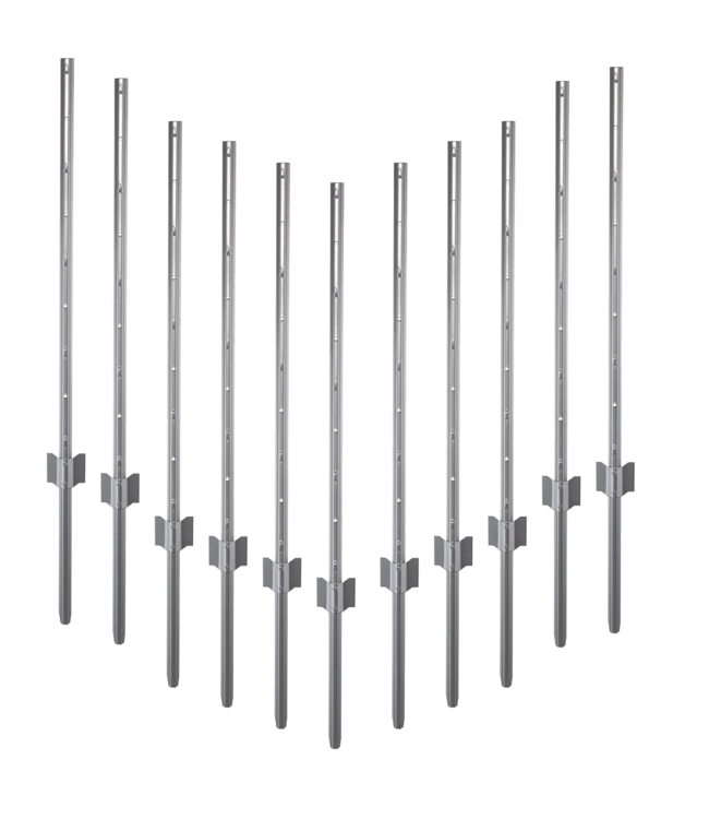 Garmix Poteaux en métal W Mesh 125cm gris argenté, 11 pièces