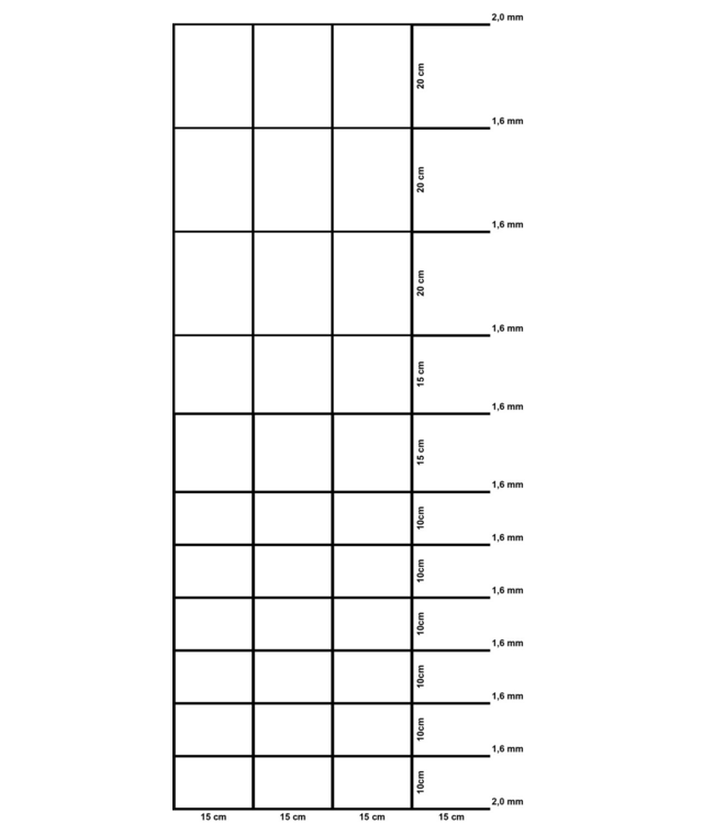 Garmix Grillage à mouton 2.00mm/1.60mm 150cm-12-15cm