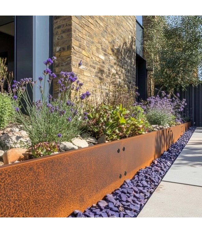 Garmix Bordure en acier corten 19cm 10 mètres, 0.6mm