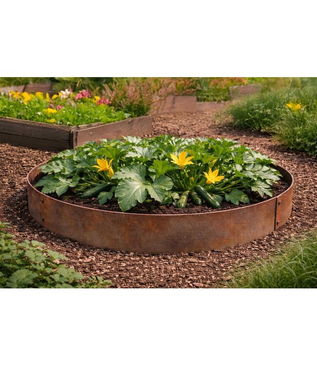 Garmix Bordures rondes en acier Corten, ø 120 cm - hauteur 14 cm (2 pièces)