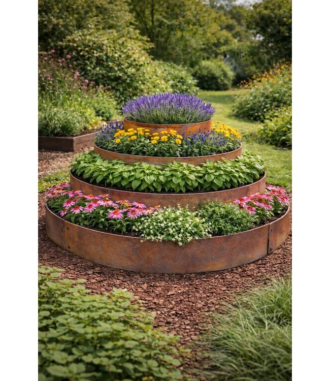 Garmix Bordures rondes en acier Corten, ø 80 cm - hauteur 14 cm (2 pièces)